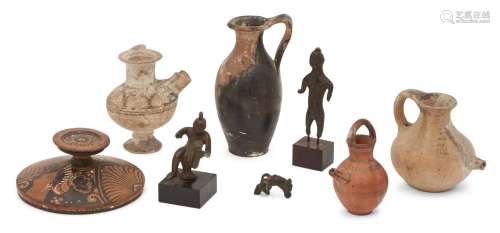 A group of antiquities comprising three Cypriot pottery vessels, including a Cypro-Geometric