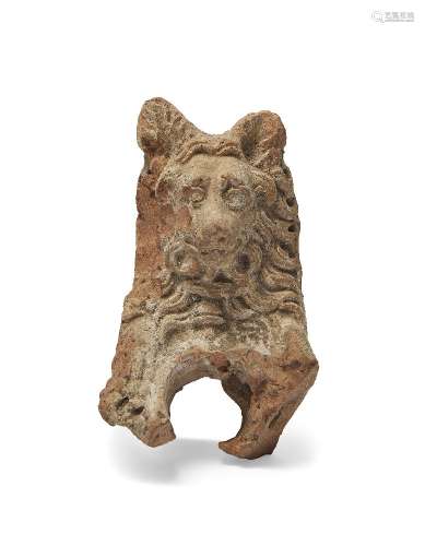 A Roman terracotta Molossian hound, circa 1st century A.D., forming part of a water spout, the