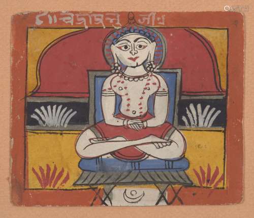 Candraprabha, the 8th Jain Tirthankara, West India, circa 1700, opaque pigments on paper, 10 x 11.