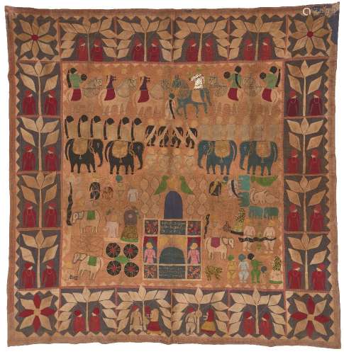 A Kanpuri Temple Hanging, Uttar Pradesh, India, early 20th century, with cotton applique and