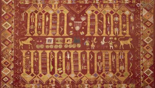 A phulkari, Pakistan/India, 20th century, embroidered silk on cotton, 230 x 135cm. Provenance: