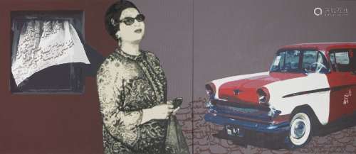 Arash Nazari (Iranian, b.1980), The Traveller (diptych), circa 2010, acrylic on canvas, signed and