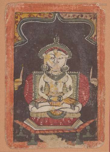Ara (the 18th Jain Tirthankara), Rajasthan, circa 1750, opaque pigments on paper, 15.5 x