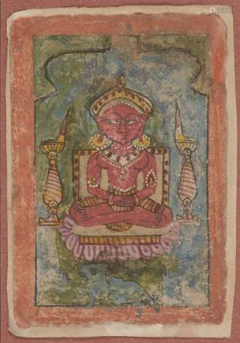 Rishabha (the 1st Jain Tirthankara), Rajasthan, 17th century, opaque pigments on paper, 16.5 x