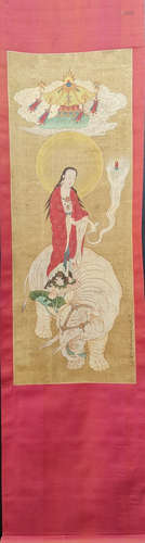 A GUANYIN BUDDHA PATTERN PAINTING BY SHIKE