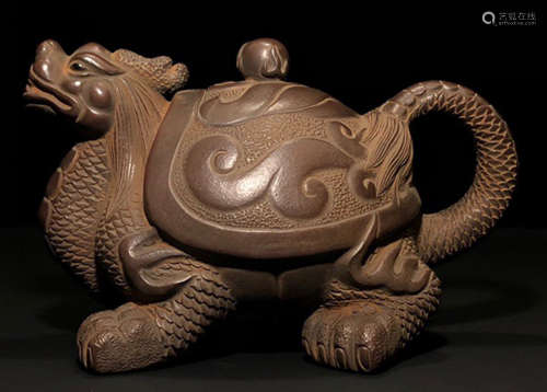 A BEAST SHAPE ZISHA POT BY XUYOUQUAN