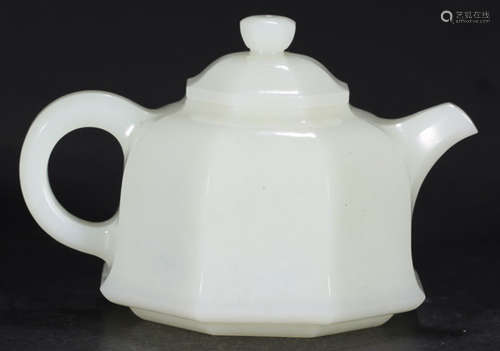 A HETIAN JADE CARVED TEAPOT