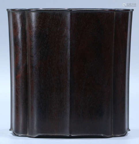 A XIAOYE ZITAN WOOD CARVED BRUSH POT