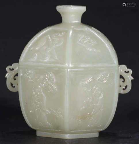 A HETIAN JADE CARVED FIGURE PATTERN CENSER