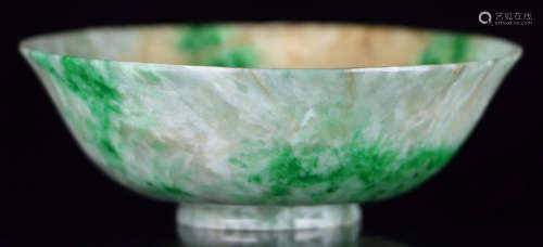 A JADEITE CARVED BAMBOO PATTERN BOWL