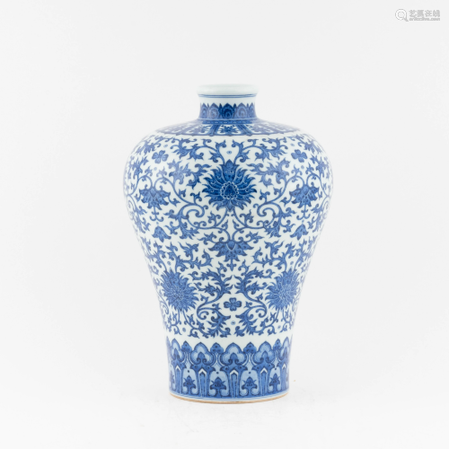 BLUE & WHITE WRAPPED FLORAL MEIPING JAR