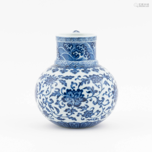 QING BLUE & WHITE WRAPPED FLORAL PORCELAI…