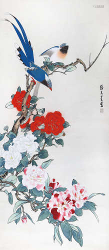 张其翼（1915-1968） 茶花绶带