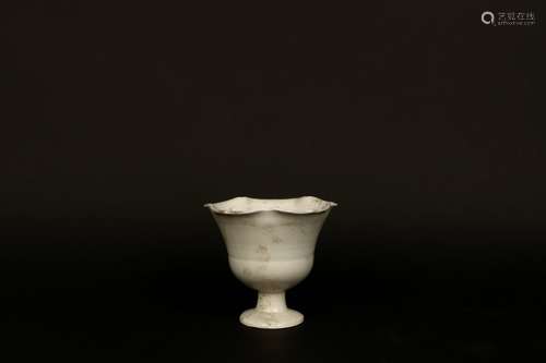 a chinese white glazed porcelain stem cup