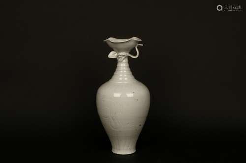 a chinese white glazed porcelain lobed vase