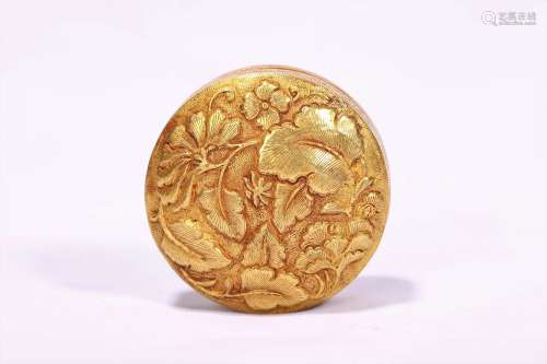 a chinese gold round box and cover