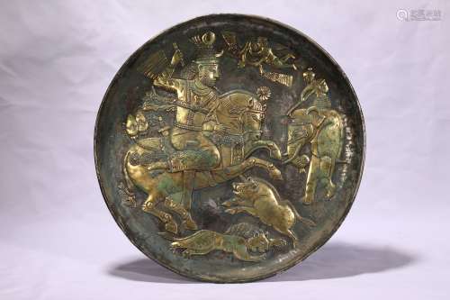 a chinese gilt silver dish