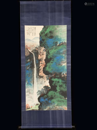 Zhang Daqian view waterfall