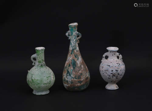 Three glazed bottles in Han Dynasty