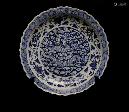 A Blue and White Plate Yuan Dynasty