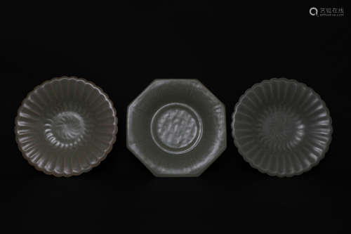 Three Longquan Plates Yuan Dynasty