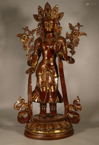Bronze gilded Guanyin in Qing Dynasty