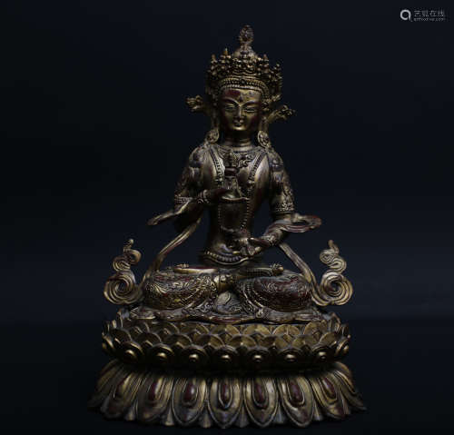 Qing Dynasty bronze gilded green Tara