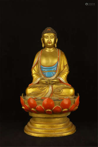Bronze gilded Amitabha Buddha in Qing Dynasty