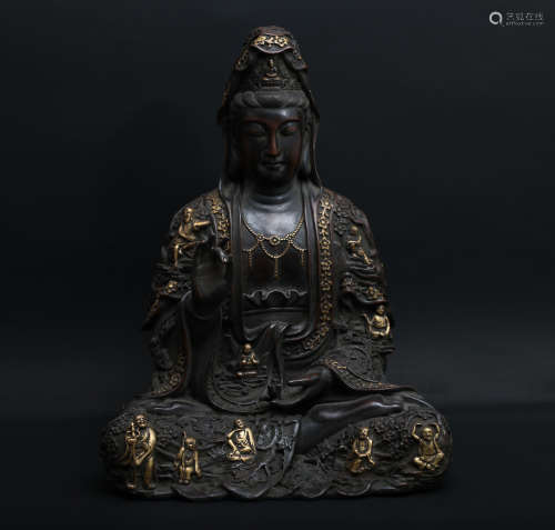 Bronze gilded hairpin Guanyin in Qing Dynasty
