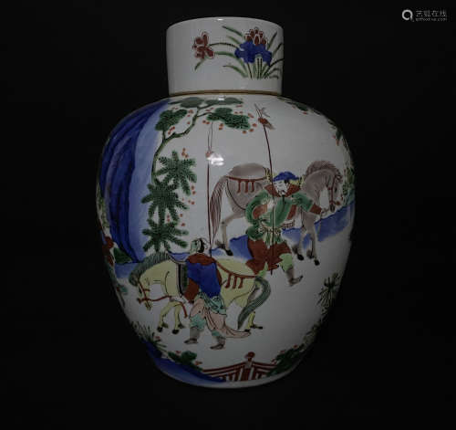 A Famille Verte Jar and Cover Shunzhi Period