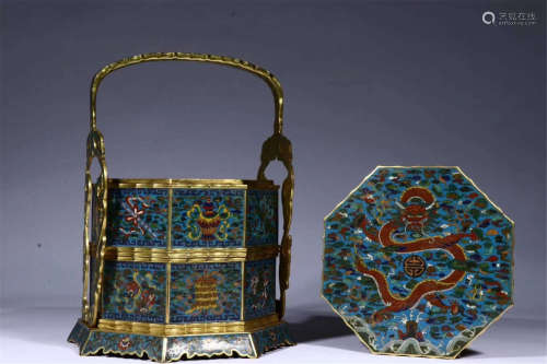 the Qing court style cloisonne Babao dragon box.