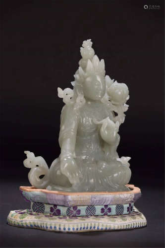 The statue of the Jade Green du Mother in Hetian in the Qing Dynasty