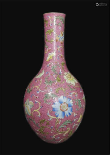 Qing Dynasty Qianlong pink carmine Zhadao vase