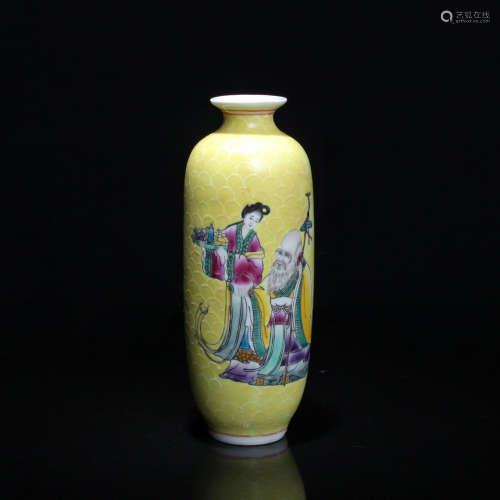 黄釉龙鳞福寿仙灯笼瓶