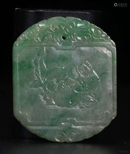 A JADEITE TABLET CARVED WITH STORY