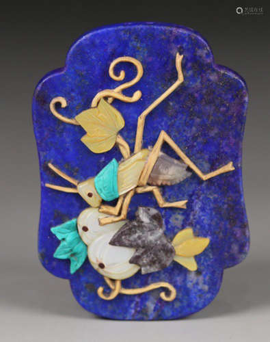 A LAZULI TABLET EMBEDDED WITH GEM