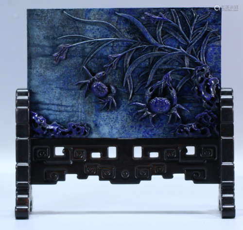 A LAZULI SCREEN CARVED WITH CRAD&POETRY