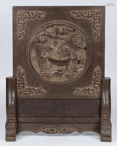 A DUAN STONE SCREEN CARVED WITH STORY&POETRY