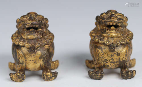 PAIR OF GILT BRONZE CENSER SHAPED WITH BEAST