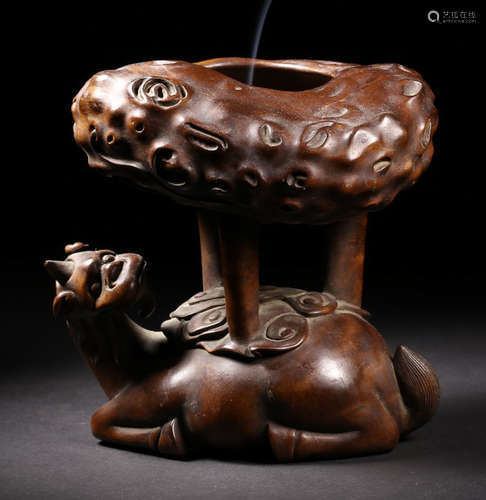 A LONGYANG WOOD CARVED CENSER