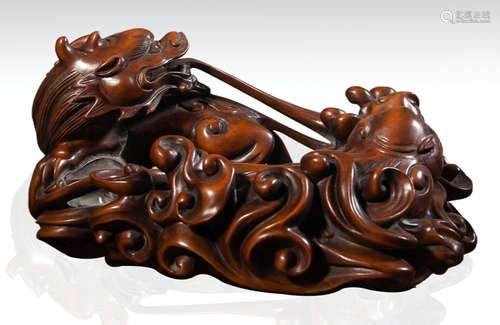 A HUANGYANG WOOD CARVED BRUSH WASHER