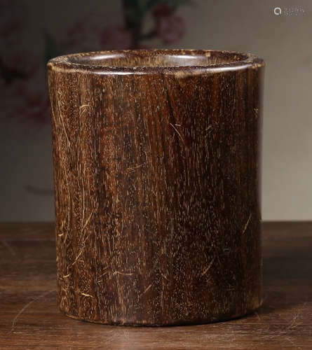 A XIAOYE ZITAN WOOD CARVED BRUSH POT