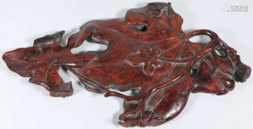 A YING WOOD CARVED TRAY