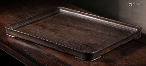 A XIAOYE ZITAN WOOD CARVED TRAY