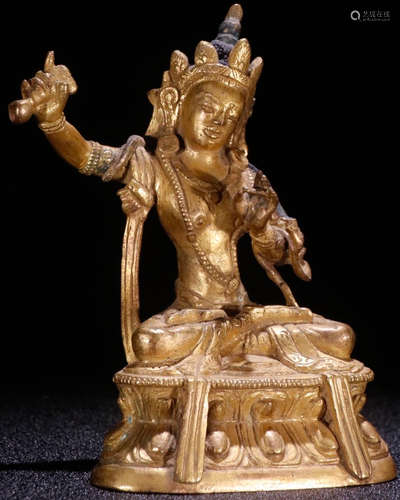 A GILT BRONZE CASTED TARA BUDDHA STATUE