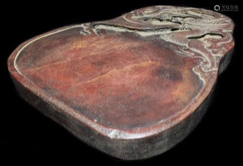 A HONGSI STONE CARVED DRAGON PATTERN INK SLAB