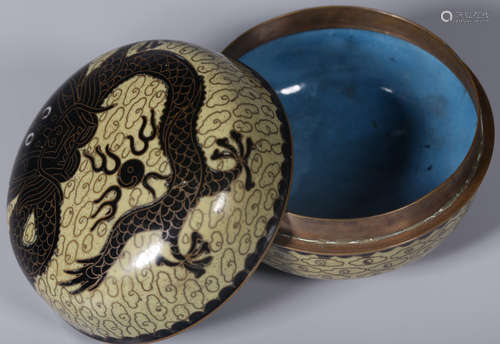 A CLOISONNE CASTED DRAGON PATTERN BOX