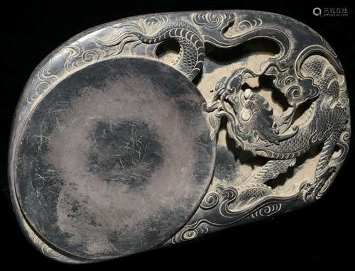 A DUAN STONE CARVED DRAGON PATTERN INK SLAB