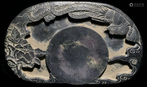 A DUAN STONE CARVED PHOENIX PATTERN INK SLAB