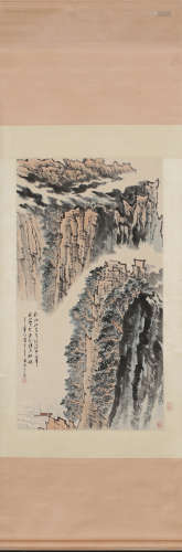 A LANDSCAPE VERTICAL AXIS PAINTING BY LUYANSHAO